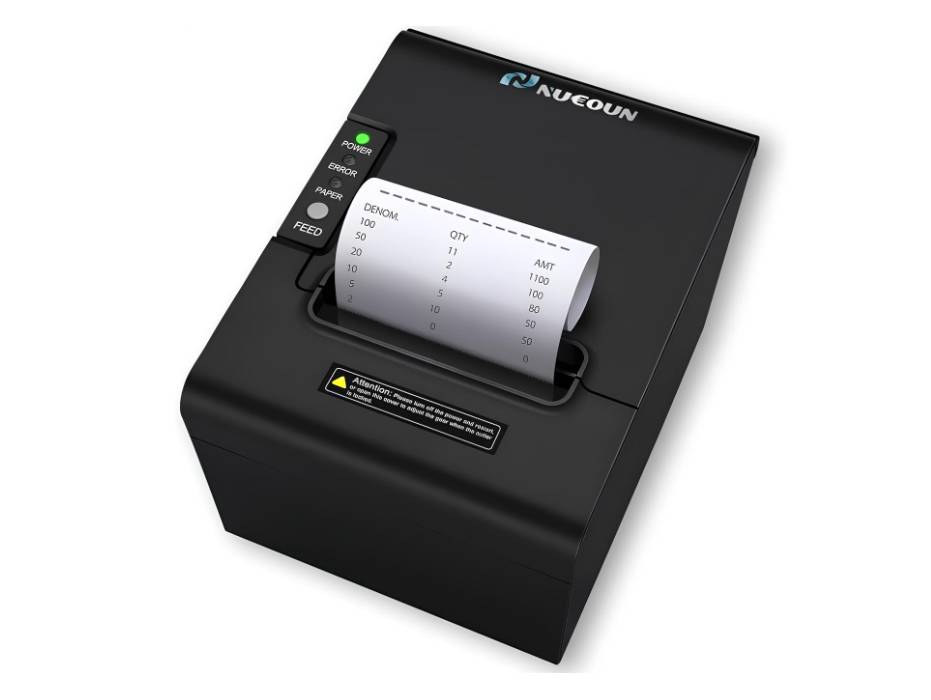 NUCOUN 80mm Thermal POS Printer, Bill Receipt Printer, Connect VC-3 VC-7 Cash Counter, Windows/Mac/Linux