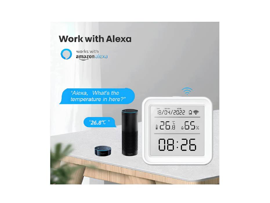 UanTii WiFi Temperature Humidity Sensor Indoor Hygrometer Thermometer Detector, Smart Life App Remote Control, Support Alexa Google Home (WiFi Version)