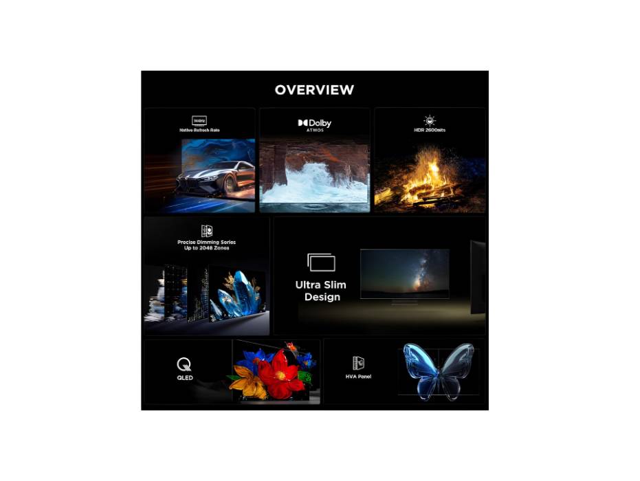 TCL 55 Inch Smart TV 4K QD-Mini LED Colorful Quantum Crystal HDR 2600nits Gaming Google TV, 144Hz Native Refresh Rate, Audio by Bang & Olufsen, Dolby Atmos, Game Master