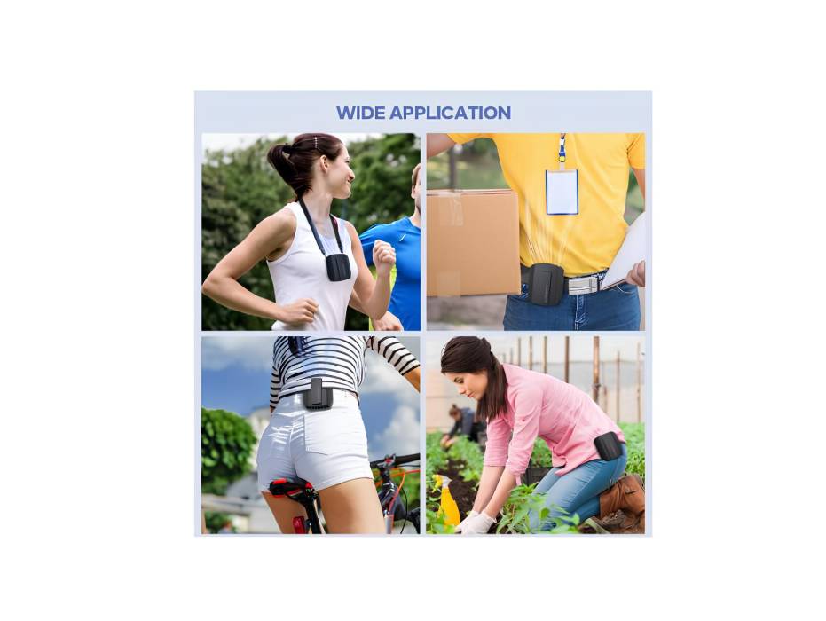 Portable Mini Waist Clip Fan, 5000mAh Rechargeable Battery, Wearable Necklace Fan with Max 20H Working Time, 3 Speeds