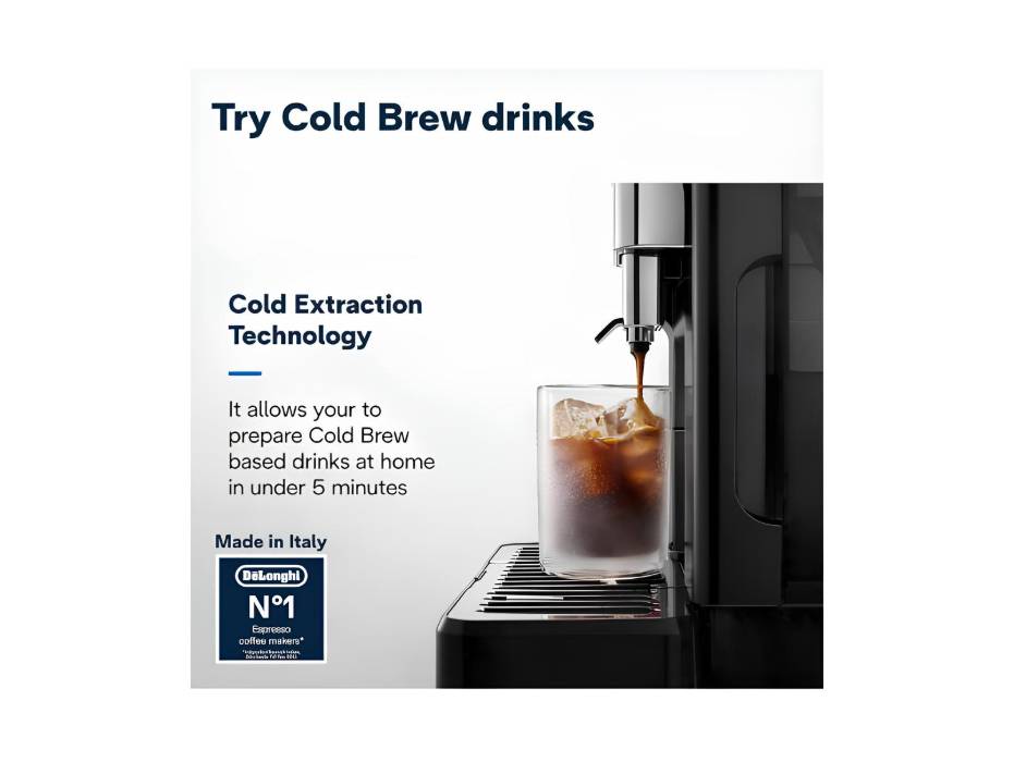 De'Longhi Cold Brew Coffee Machine ELETTA EXPLORE Fully Automatic Espresso Machine with 50+ Hot & Cold Beverages - ECAM452.67.G