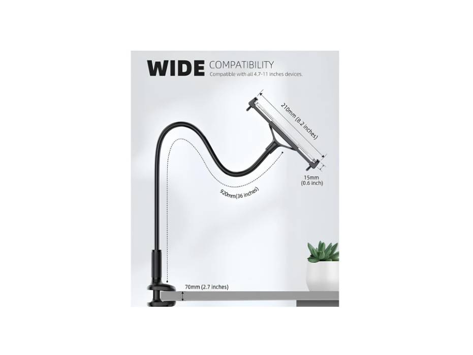 Lamicall Gooseneck Tablet Mount Holder - Flexible Tablet Arm Clamp Compatible with 4.7-11" Device