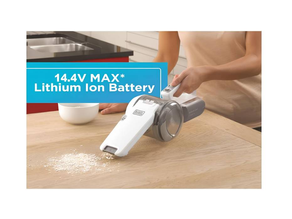 BLACK+DECKER Cordless Handheld Vacuum Cleaner, 14.4V 1.5Ah Li-Ion, 27.5 Air Watts, Ideal for Home & Car, Easy Storage