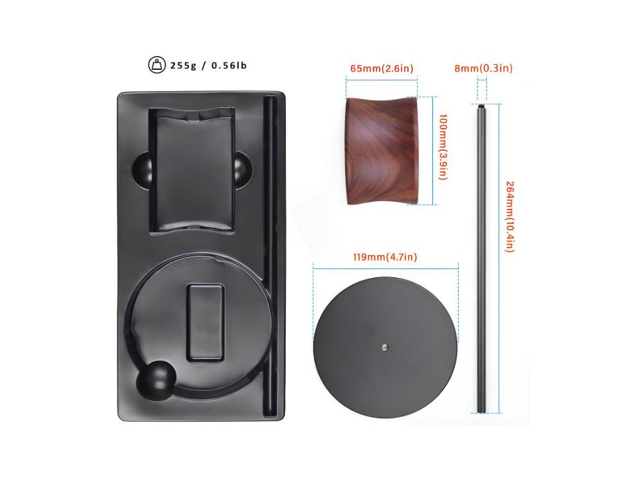 Walnut Wood and Aluminum Headset Stand (Black)