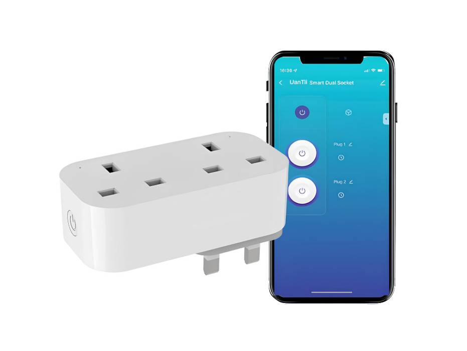 UanTii Smart Plug Tuya WIFI Double Socket Timing Schedule Wireless Smart Outlet Intelligent Smart Plug App Remote Control Works with Amazon Alexa and Google Home