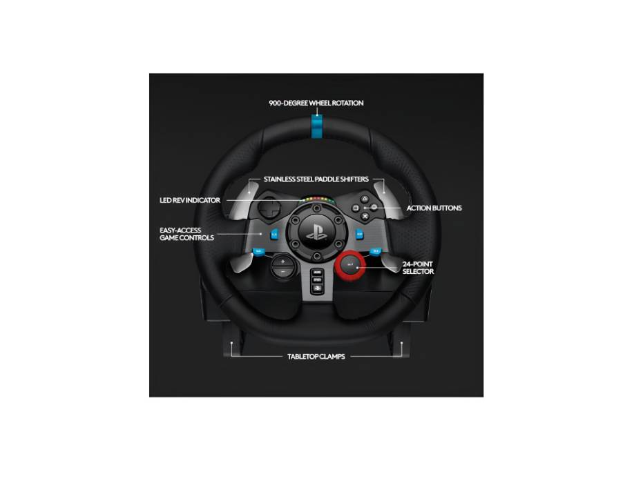 Logitech G29 Driving Force Racing Wheel and Floor Pedals for PS5 Pro, PS5, PS4 and PC - Black - UAE Version