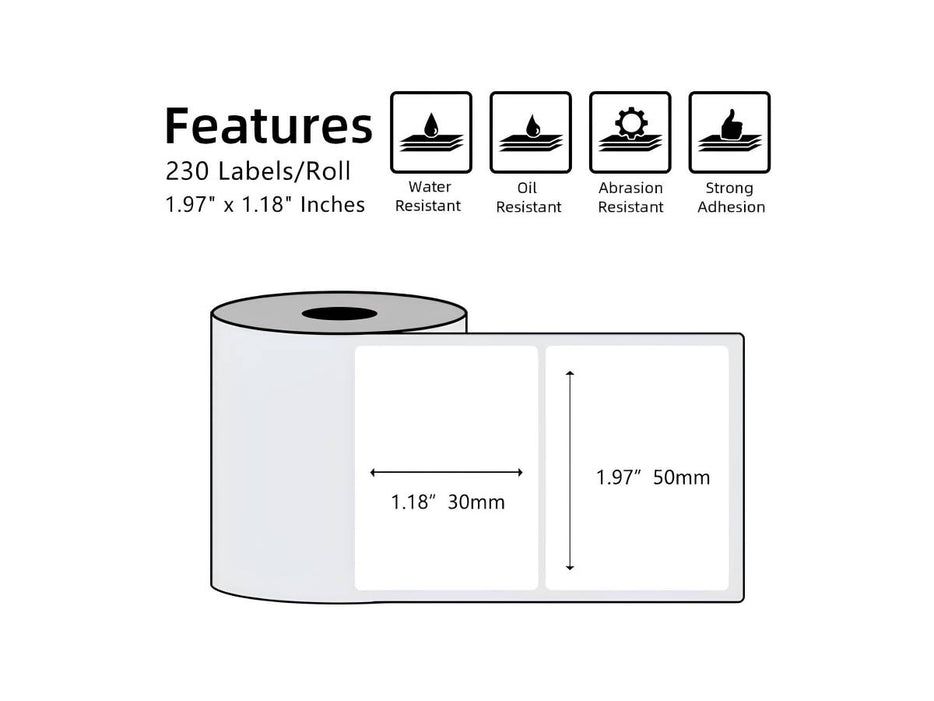 Phomemo Multi-Purpose Square Self-Adhesive Label For M110, Black on White (50x30mm)