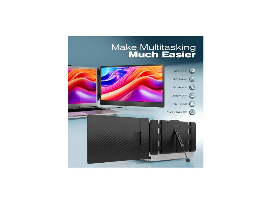 Teamgee Portable Monitor - 14’’ Full HD Second Screen for Laptop - USB-C & HDMI Connection