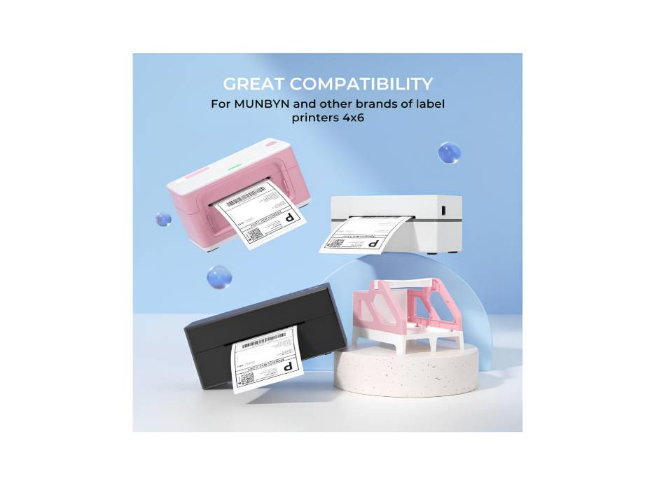 MUNBYN Thermal Labels 4x6 Fanfold for Label Printer, Pack of 500