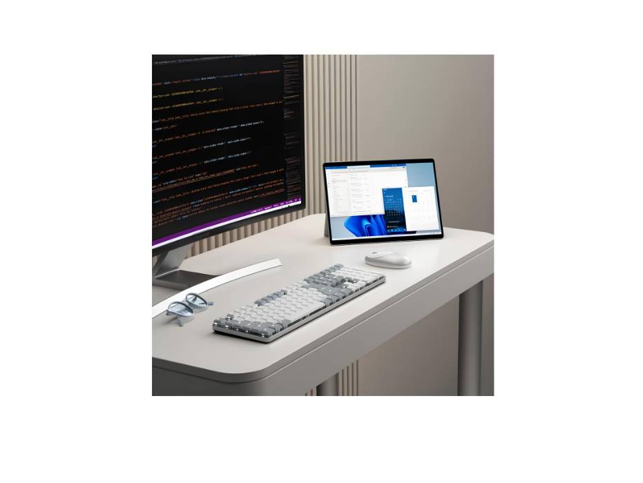 Satechi SM3 Mechanical Keyboard,108 Keys with White LED Backlit, Wired and Bluetooth -Mac and Windows - Light Gray/White