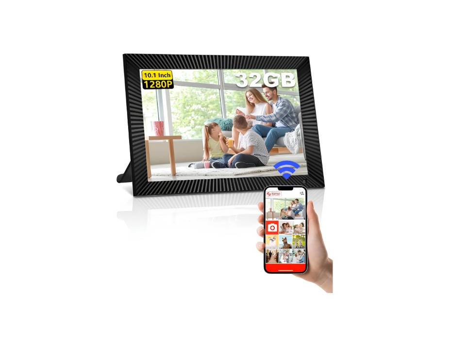 PINREK Frameo 10.1 Inch WiFi Digital Photo Frame - 32GB Storage, 1280x800 HD IPS Touch Screen, for Instant Photo/Video Sharing via App