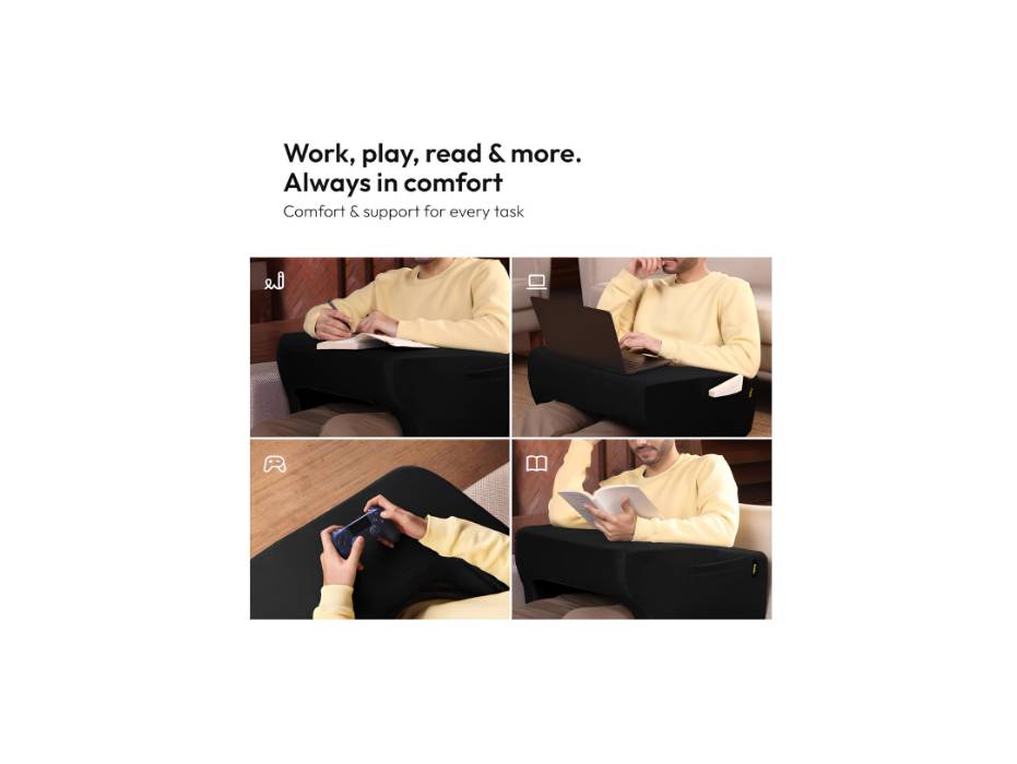 Frido Lap Desk Pillow, Portable Computer Table & Laptop Lap Desk for Sofa, Bed, Floor, Ergonomic Gaming Desk Table with Arm Rest, Work Desk Accessories