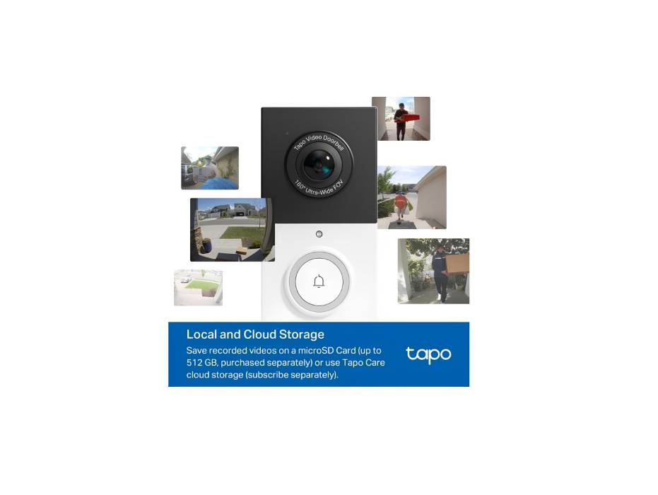 Tapo TP-Link D210 Video Doorbell Battery (Video Doorbell), Doorbell with Camera, 2K 3MP, Colour Night Vision, Two-Way Audio, 6400 mAh Non-Removable Battery, AI Detection, with Chime