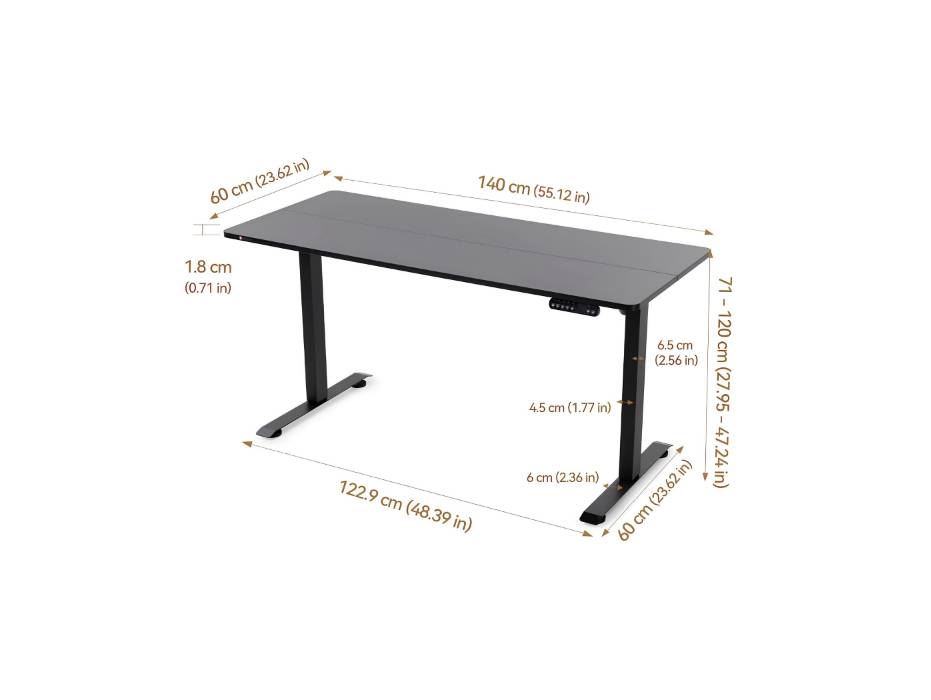 Electric Standing Desk, Sit-Stand Desk with 4 Memory Height Settings, Ergonomic Adjustable Height Desk Computer Workstation for Home & Office (Black)