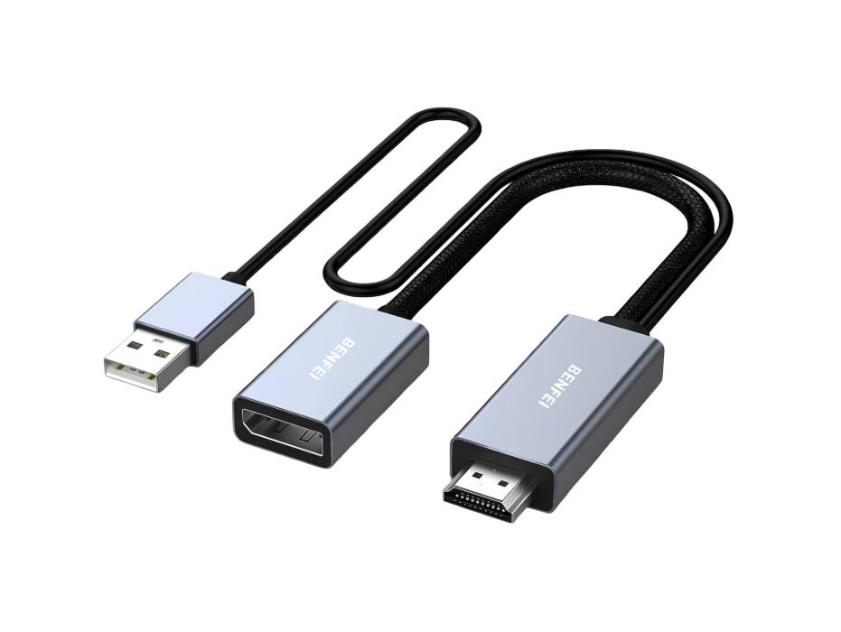 BENFEI HDMI to DisplayPort Adapter, HDMI Source to DisplayPort Monitor Compatible with PC Graphics Card, Laptop, PS5, Xbox, Supporting 4K@60Hz 2K@144Hz 1080P@165Hz