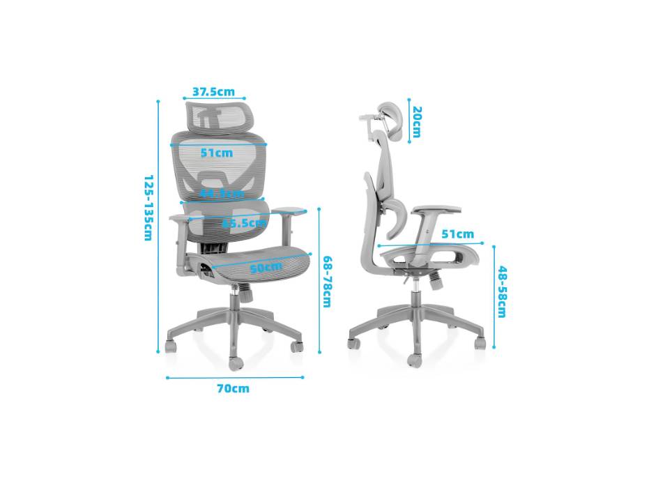 Office Computer Ergonomic High Back Gaming Chairs Reclining & Height Adjustable Computer Chair with Neck and Massage Lumbar Support, Comfortable Armrest Headrest, Grey