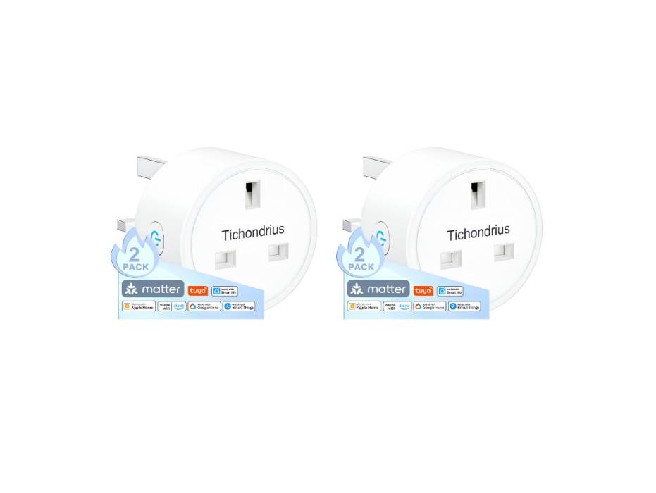 Tichondrius Smart Plug Work with Alexa, Apple HomeKit, Google Compatible SmartThings, Schedule Time, Tuya App&Voice Control Smart Outlet, pack of 2