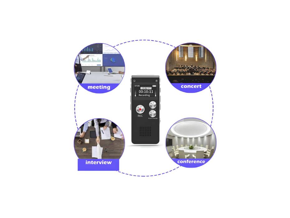 Sunlan Rechargeable Digital 16gb Voice Recorder with MP3 Player