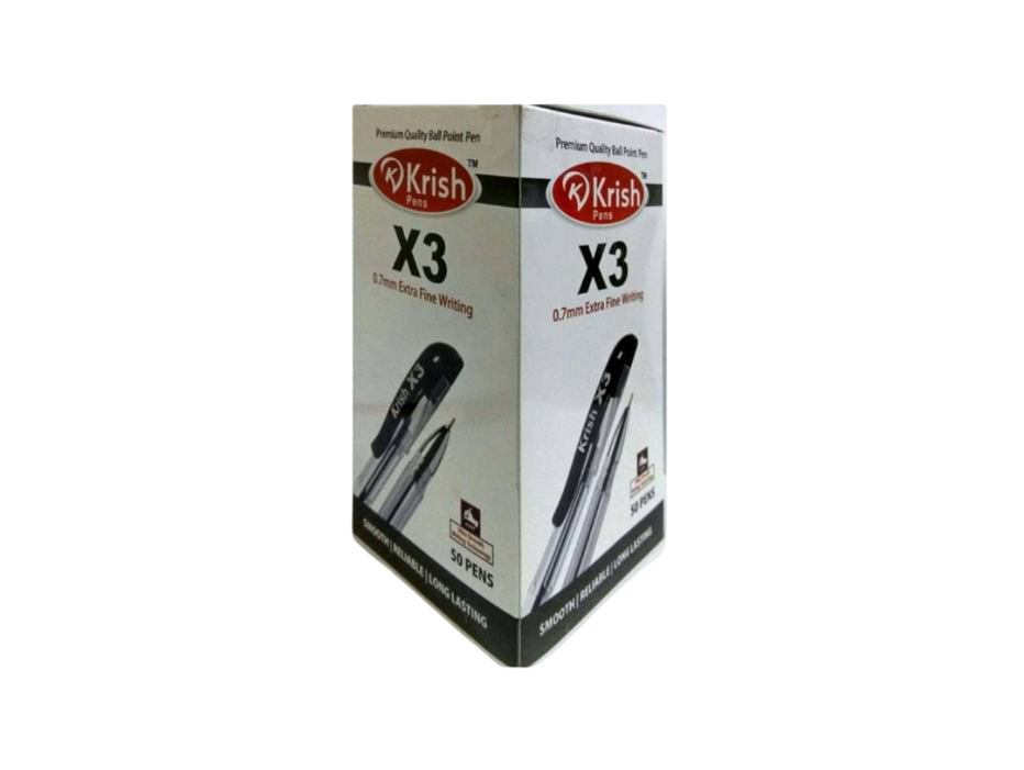 Krish X3 Ball Point Pen 0.7mm Black, Pack of 50