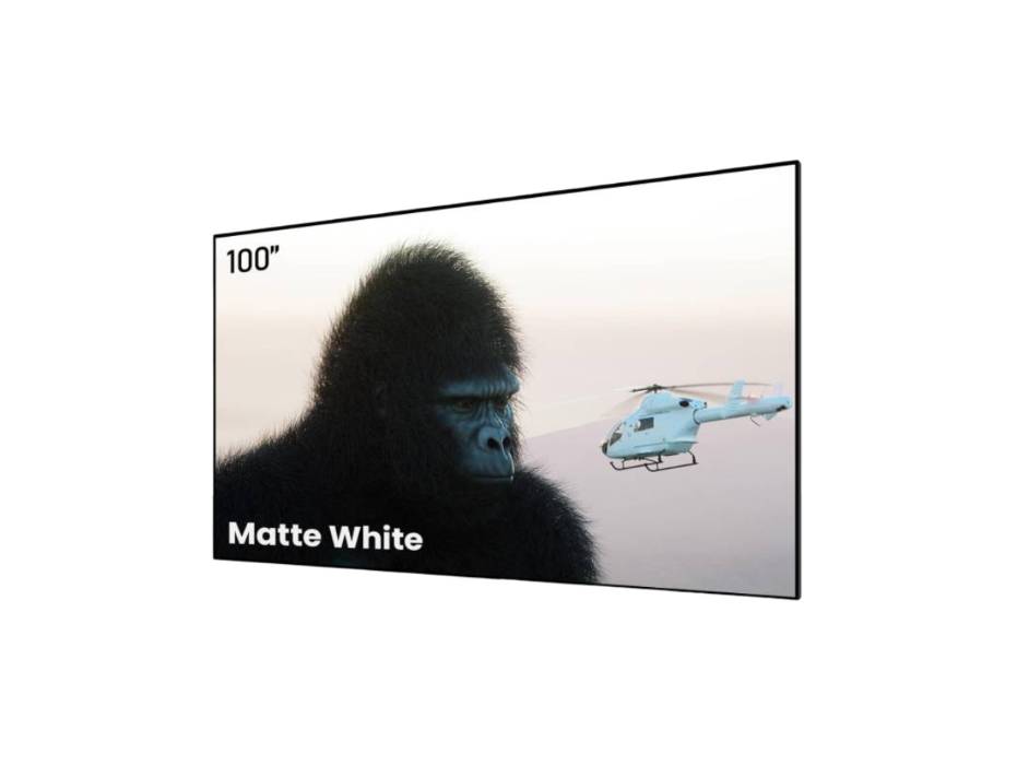 AWOL VISION Projector Screen 100 inch Fixed Frame, 4K / 8K Ultra HD, HDR & Active 3D Movie Wall Mount Projector Screen, Matte White Material, MW-100