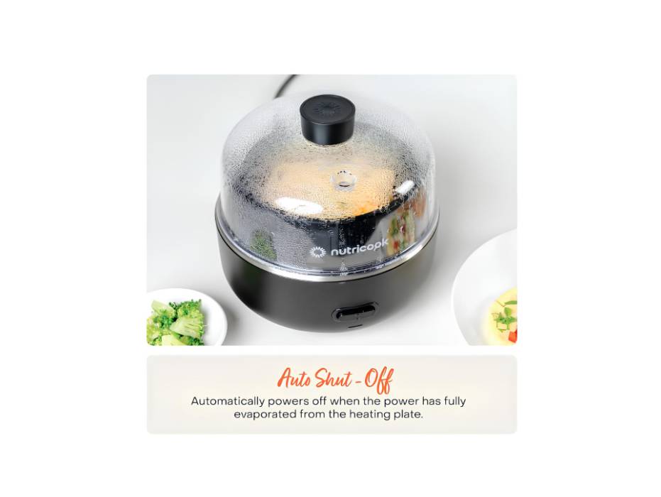 Nutricook Egg Cooker, 7 Eggs Capacity,Egg Cooker for Boiled, Poached, Scrambled Eggs & Omelettes, Buzzer Indicator, Precision Cooking, Includes accessories