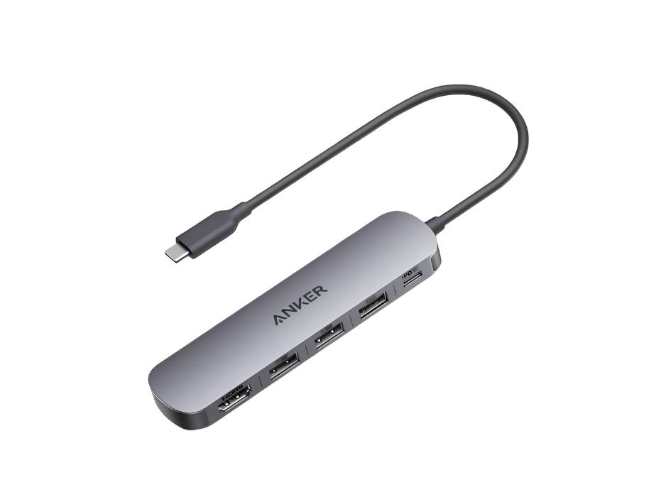 Anker USB-C Hub (5-in-1), 4K@30Hz HDMI with 100W Max Power Delivery, USB-C and USB-A Data Ports, Compact and Stylish