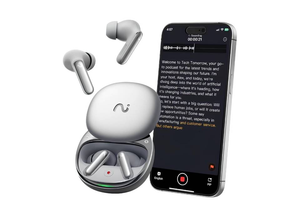 RecDot AI Voice Recorder Earbuds, viaim AI Meeting Assistant with Transcription, 17 Languages, FlashRecord, to-Do Lists & Summaries with viaim AI, 48dB ANC for Meetings, Interviews & Lectures, Sliver