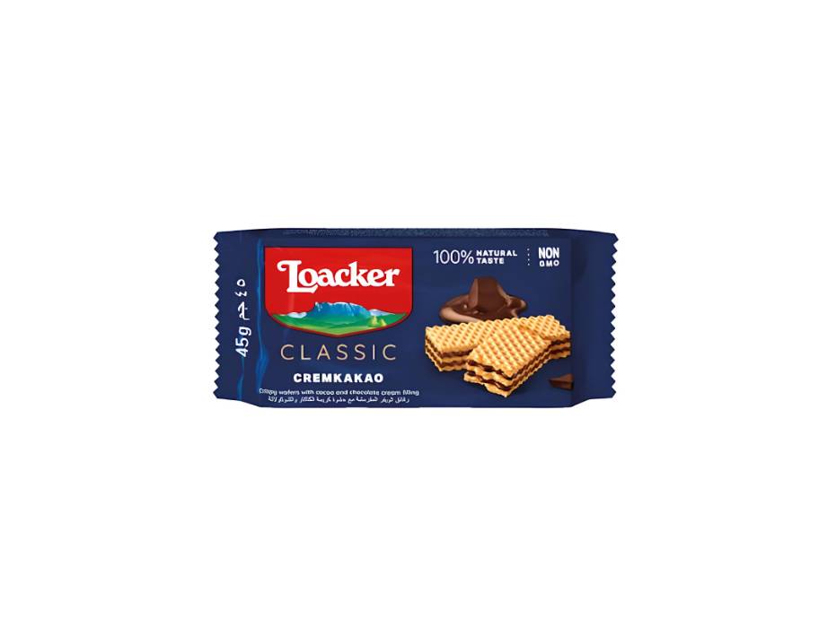 Loacker Classic Cremkakao Wafer, 45g, pack of 25