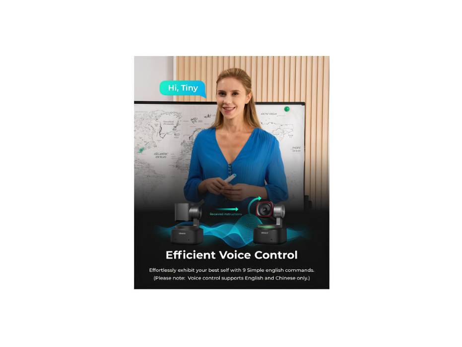 OBSBOT Tiny 2 Webcam 4K with AI Tracking, Voice Control, Gesture Control, Auto Focus, USB3.0, Multiple Modes, PTZ Webcam for PC