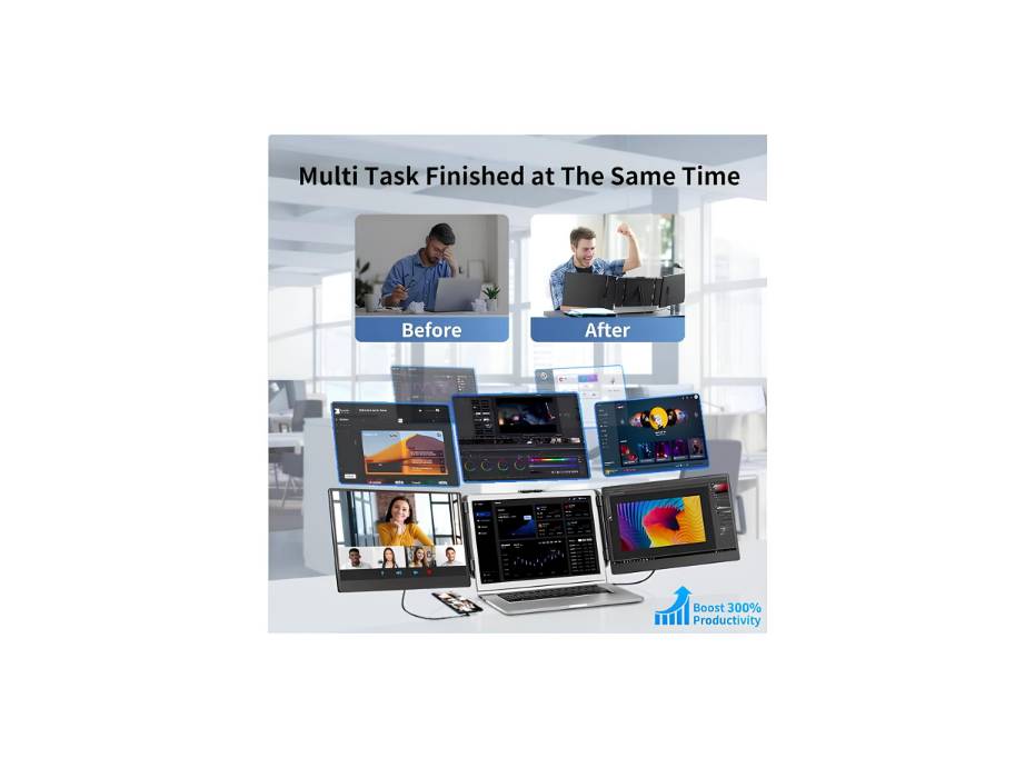 V2com Triple Laptop Screen Extender 14'' S2