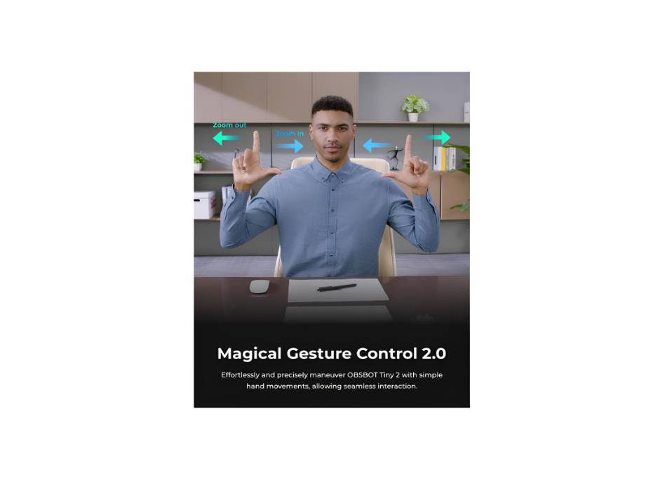 OBSBOT Tiny 2 Webcam 4K with AI Tracking, Voice Control, Gesture Control, Auto Focus, USB3.0, Multiple Modes, PTZ Webcam for PC