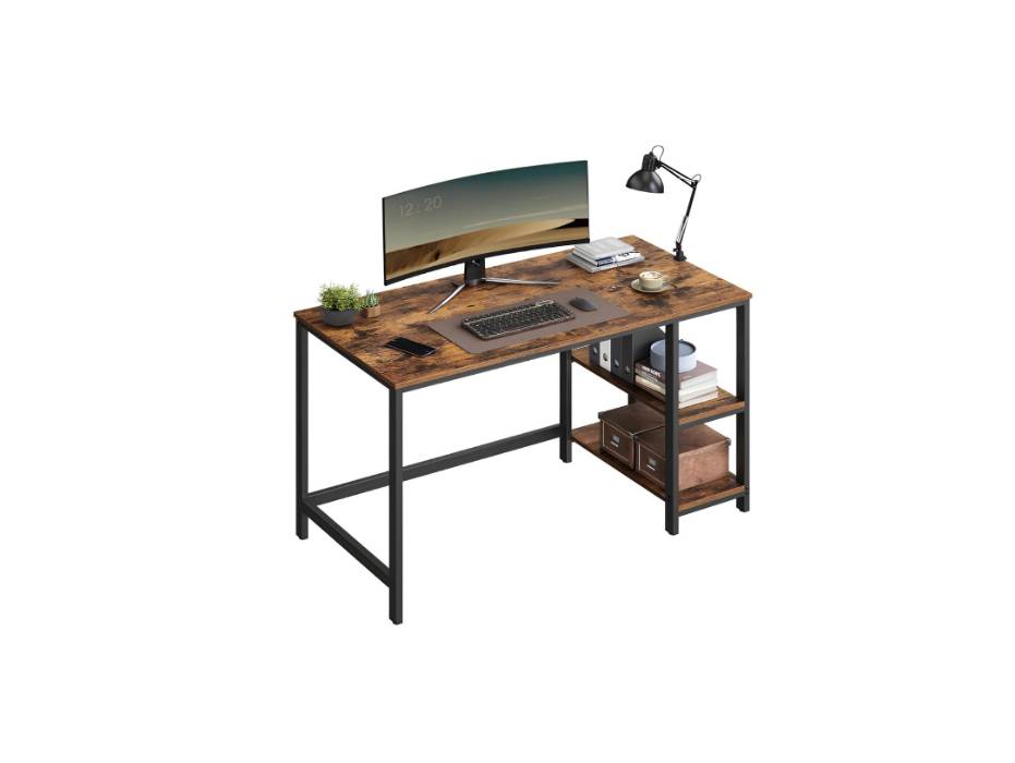 VASAGLE ALINRU 47.2-Inch Wide Home Office Desk, Rustic Brown and Black - ULWD47X
