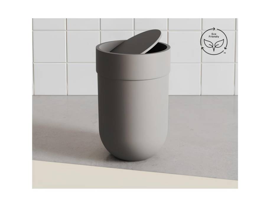 Umbra Touch Molded Bathroom Tumbler Waste Bin, 6 Liters, Gray