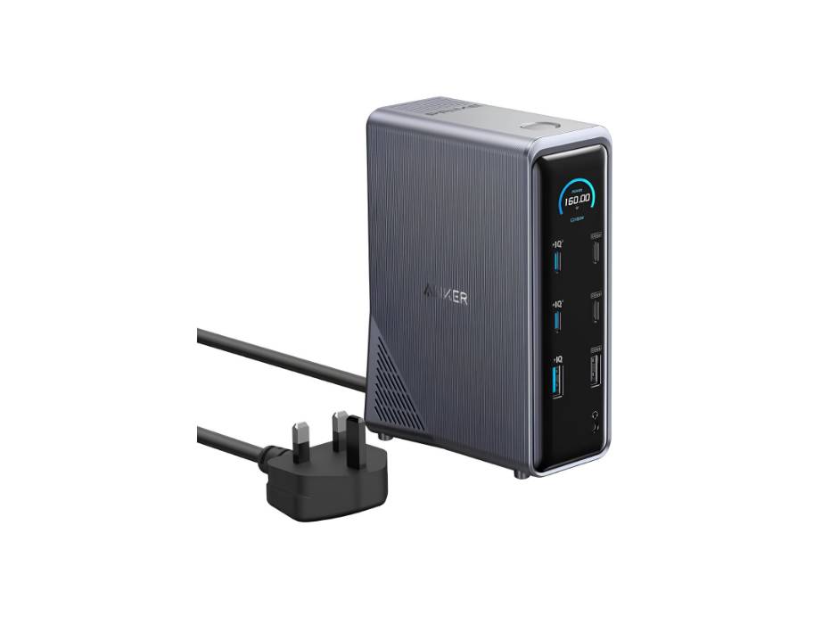 Anker Prime Charging Docking Station, 14-Port with 160W Max Output and Built-In GaN AC-DC Power, 10Gbps Data Transfers, Real-Time Smart Interface