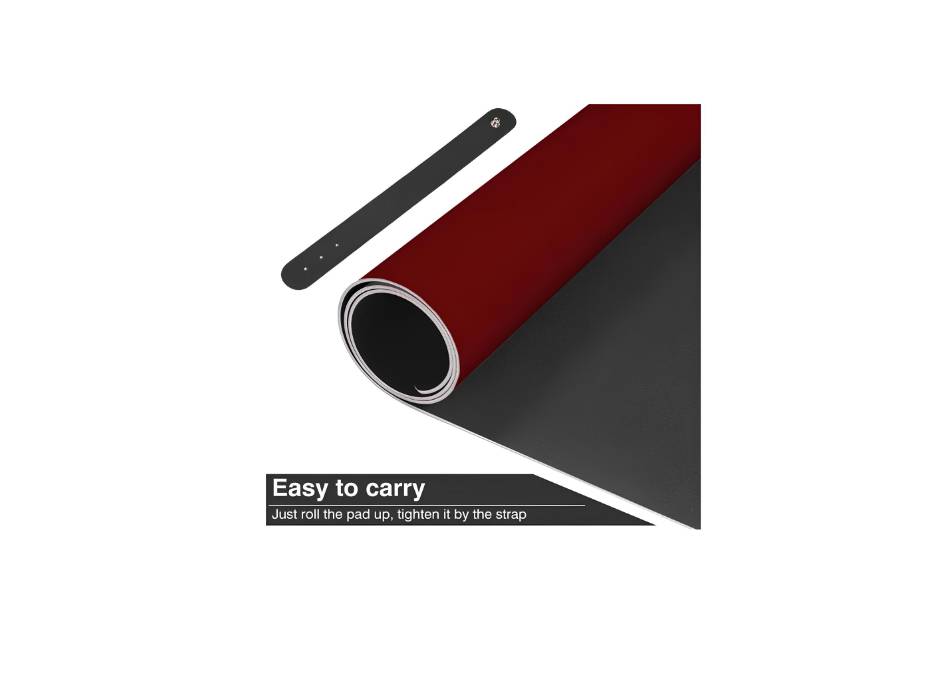 Large Desk Pad, Non-Slip PU Leather Desk Mouse Pad Waterproof Desk Pad Protector, 31.5'' x 15.75'' (Black & Red)