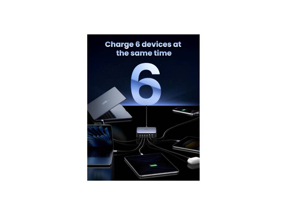 UGREEN Nexode Set 200W Fast USB C Charger 2M UK Plug Cord Station Multi-Function 6 in 1 GaN Charge Power Adapter Wall Plug with 1M 100W Cable