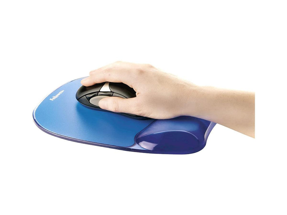 Fellowes Crystal Gel Mouse Pad Wrist Support, Blue - FEL9114120 - Altimus
