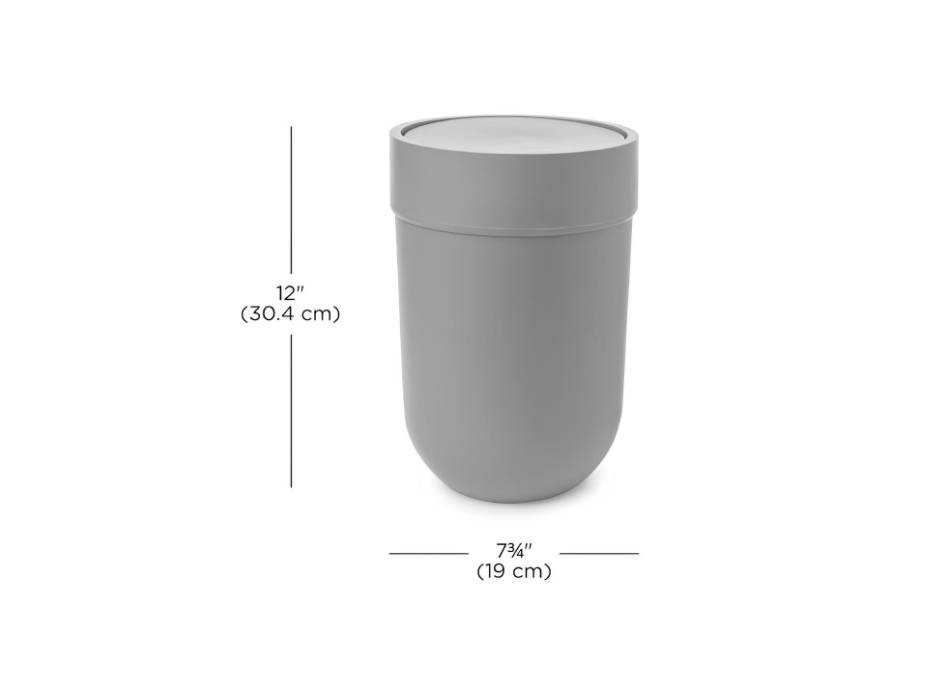 Umbra Touch Molded Bathroom Tumbler Waste Bin, 6 Liters, Gray