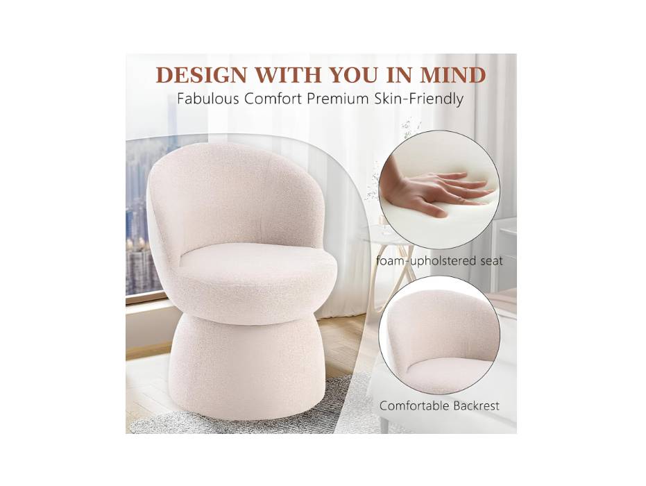 YOUTASTE Extra Wide Modern Armless Comfy Accent Chair Set of 1, Beige