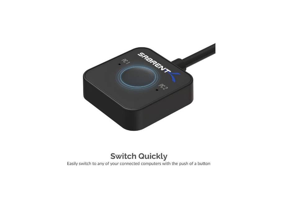 Sabrent 2-Port USB Type-C KVM Switch with 60 Watt Power Delivery Option (USB-KCPD)