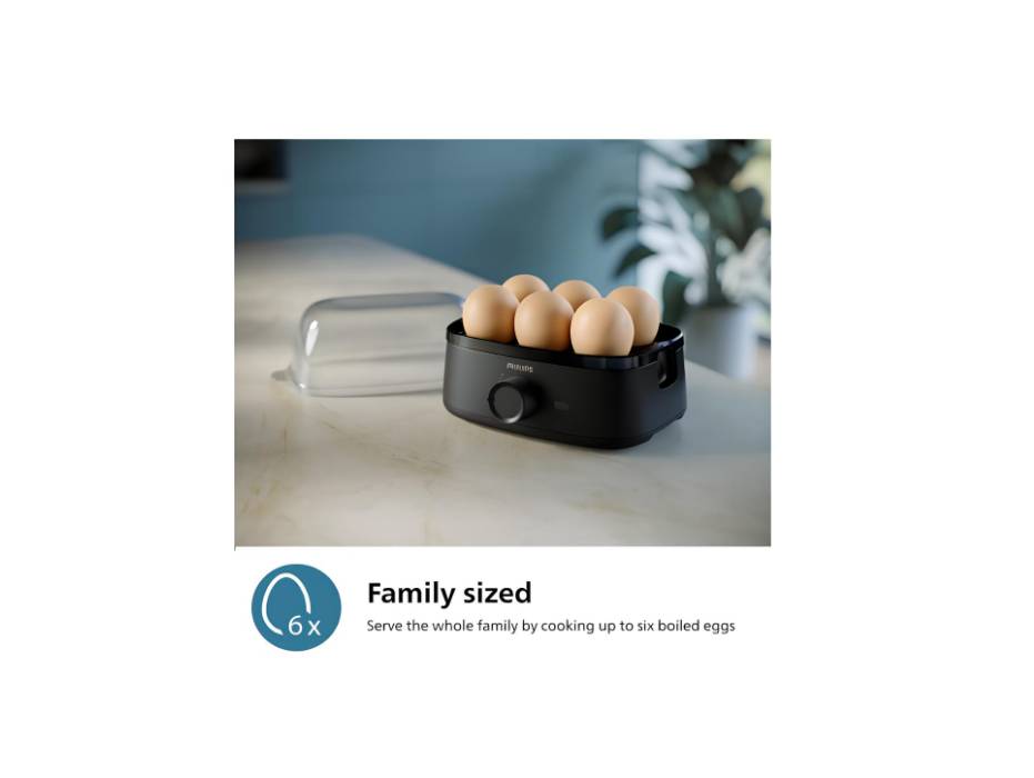 Philips Egg Cooker 3000 Series - 400W, 6 Eggs Capacity, Cooking Levels, Poached Accessory