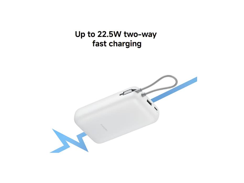 Xiaomi Power Bank 20000mAH (Integrated Cable), Up to 22.5W fast charging, Type C Cable