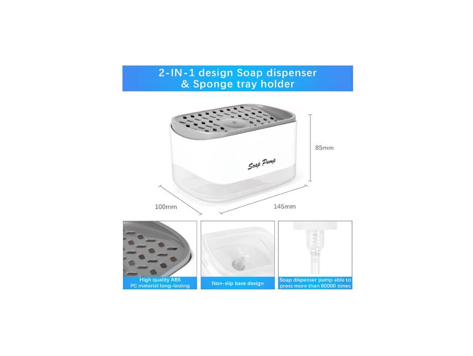 Bestseek Kitchen Dish Soap Dispenser with Sponge Holder