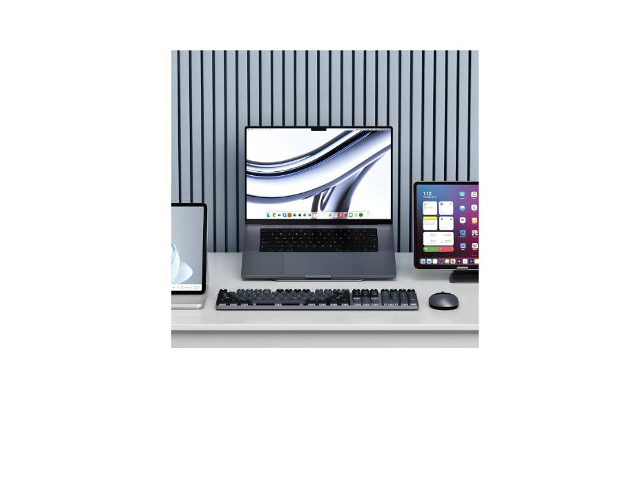 Satechi SM3 Mechanical Keyboard,108 Keys with White LED Backlit, Wired and Bluetooth -Mac and Windows - Dark Gray/Gray