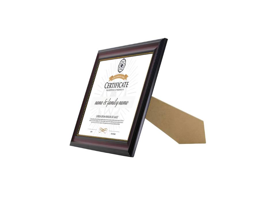 A4 Certificate Document Frame, UV Protection Acrylic, Mahogany with Gold Beads
