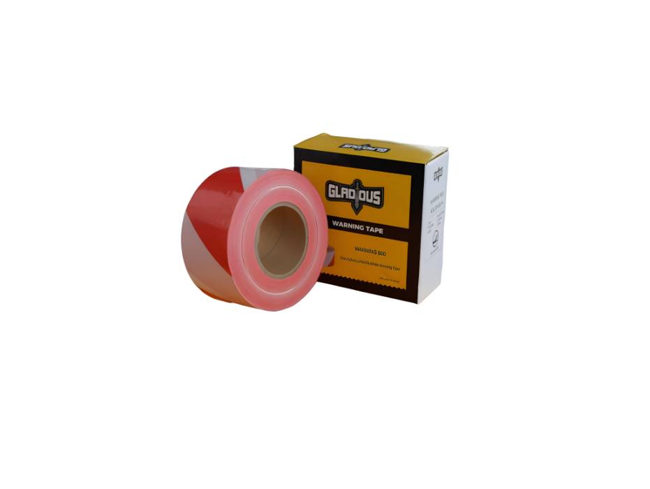 Gladious, Red & White Warning Tape Non Adhesive, 75mm x 500 meters