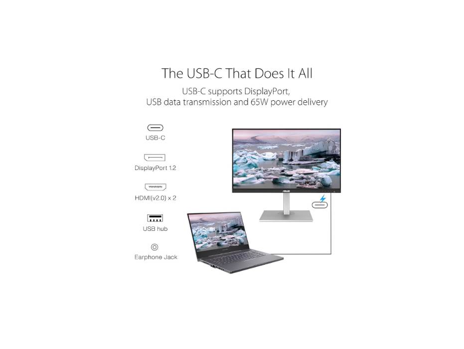 ASUS ProArt Display PA279CV 27” 4K UHD Professional Monitor - IPS, 100% sRGB, Color Accuracy, USB-C with 65W Power Delivery, Ergonomic Stand