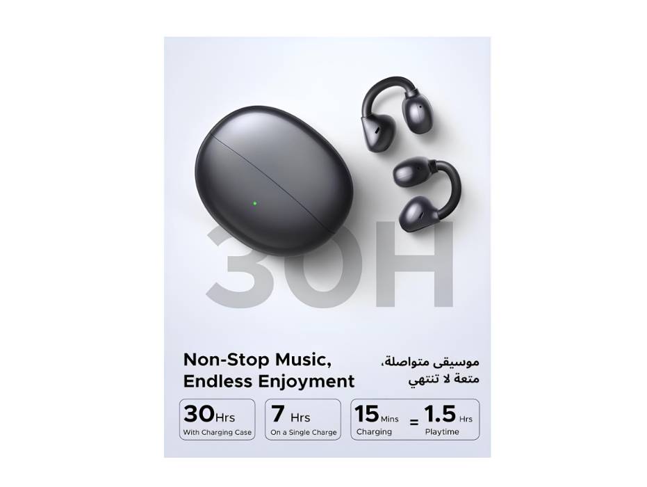 UGREEN ClipBuds, Open-ear Wireless Headphones with 4 Mic Clear Call 12mm Diaphragm Earbuds Clip on, iOS & Android, Black