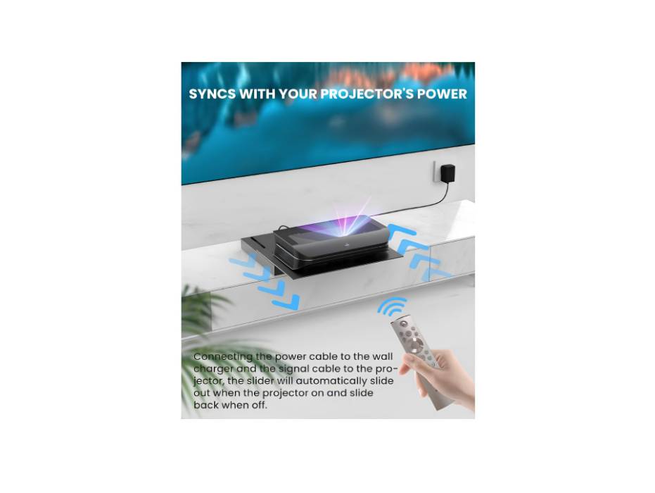 AWOL VISION IC-A150 Motorized Slider Tray for Ultra short throw(UST) projector, extend to 150" picture, automatically Retractable Tray telescopic design, smart syncs with projector's power