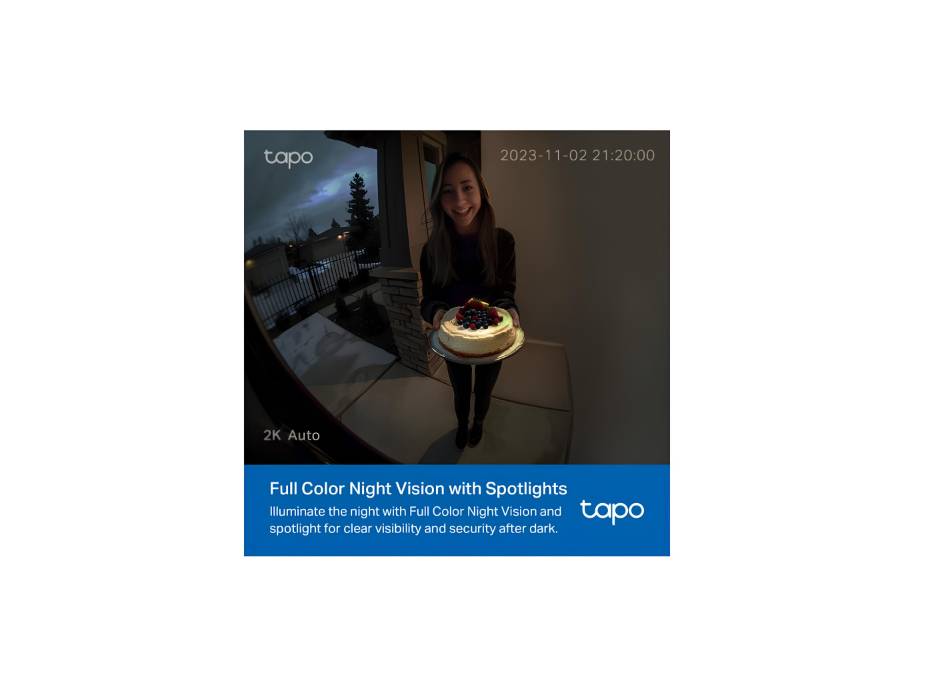 Tapo TP-Link D210 Video Doorbell Battery (Video Doorbell), Doorbell with Camera, 2K 3MP, Colour Night Vision, Two-Way Audio, 6400 mAh Non-Removable Battery, AI Detection, with Chime